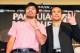 BEVERLY HILLS, CA - SEPTEMBER 17: (L-R) Manny Pacquiao and Juan Manuel Marquez stand onstage to face the media cameras during the Manny Pacquiao v Juan Manuel Marquez - Press Conference at Beverly Hills Hotel on September 17, 2012 in Beverly Hills, California. (Photo by Victor Decolongon/Getty Images)