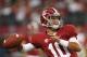 ARLINGTON, TX - SEPTEMBER 01: A J McCarron #10 of Alabama Crimson Tide warms up prior to the start of the game against Michigan Wolverines at Cowboys Stadium on September 1, 2012 in Arlington, Texas. (Photo by Leon Halip/Getty Images)