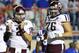 Oct 13, 2012; Shreveport, LA, USA; Texas A&M Aggies quarterback Johnny Manziel (2) celebrates with offensive linesman Luke Joeckel (76) after scoring a touchdown during the game against the Louisiana Tech Bulldogs at Independence Stadium. Texas A&M won 59-57. Mandatory Credit: Kevin Jairaj-US PRESSWIRE