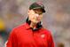 Oct 21, 2012; Minneapolis, MN, USA; Arizona Cardinals head coach Ken Whisenhunt looks at a referee about a call in the game with the Minnesota Vikings at the Metrodome. The Vikings win 21-14. Mandatory Credit: Bruce Kluckhohn-US PRESSWIRE