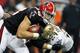 ATLANTA, GA - NOVEMBER 13: Tony Gonzalez #88 of the Atlanta Falcons pulls in this reception against Leigh Torrence #24 of the New Orleans Saints at Georgia Dome on November 13, 2011 in Atlanta, Georgia. (Photo by Kevin C. Cox/Getty Images)