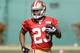 SANTA CLARA, CA - MAY 11: LaMichael James #23 of the San Francisco 49ers carries the ball up field during Rookie Minincamp at the San Francisco 49ers practice facility on May 11, 2012 in Santa Clara, California. (Photo by Thearon W. Henderson/Getty Images)