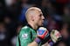 BIRMINGHAM, ENGLAND - NOVEMBER 27: Brad Guzan of Aston Villa celebrates his team's first goal during the Barclays Premier league match between Aston Villa and Reading at Villa Park on November 27, 2012 in Birmingham, England. (Photo by Scott Heavey/Getty Images)