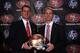 SAN FRANCISCO, CA - JANUARY 07: Jim Harbaugh and general manager Trent Baalke pose for a picture following a press conference where Harbaugh was introduced as the new San Francisco 49ers head coach at the Palace Hotel on January 7, 2011 in San Francisco, California. (Photo by Ezra Shaw/Getty Images)