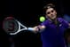 LONDON, ENGLAND - NOVEMBER 12: Roger Federer of Switzerland returns a shot during his men's singles final match against Novak Djokovic of Serbia during day eight of the ATP World Tour Finals at O2 Arena on November 12, 2012 in London, England. (Photo by Julian Finney/Getty Images)