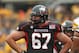 CHICAGO, IL - SEPTEMBER 01: Tyler Pitt #67 of the Northern Illinois Huskies waits for the start of play against the Iowa Hawykeyes at Soldier Field on September 1, 2012 in Chicago, Illinois. Iowa defeated Northern Illinois 18-17. (Photo by Jonathan Daniel/Getty Images)