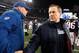 FOXBORO, MA - NOVEMBER 18: Bill Belichick of the New England Patriots shakes hands with Bruce Arians of the Indianapolis Colts after a Patriot win at Gillette Stadium on November 18, 2012 in Foxboro, Massachusetts. (Photo by Jim Rogash/Getty Images)