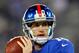 EAST RUTHERFORD, NJ - NOVEMBER 25: quarterback Eli Manning #10 of the New York Giants warms up prior to playing against the Green Bay Packers at MetLife Stadium on November 25, 2012 in East Rutherford, New Jersey. (Photo by Rich Schultz/Getty Images)
