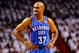 MIAMI, FL - JUNE 17: Derek Fisher #37 of the Oklahoma City Thunder looks on in the second half against the Miami Heat in Game Three of the 2012 NBA Finals on June 17, 2012 at American Airlines Arena in Miami, Florida. NOTE TO USER: User expressly acknowledges and agrees that, by downloading and or using this photograph, User is consenting to the terms and conditions of the Getty Images License Agreement. (Photo by Mike Ehrmann/Getty Images)