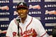 B.J. Upton shows off his new Braves uniform.