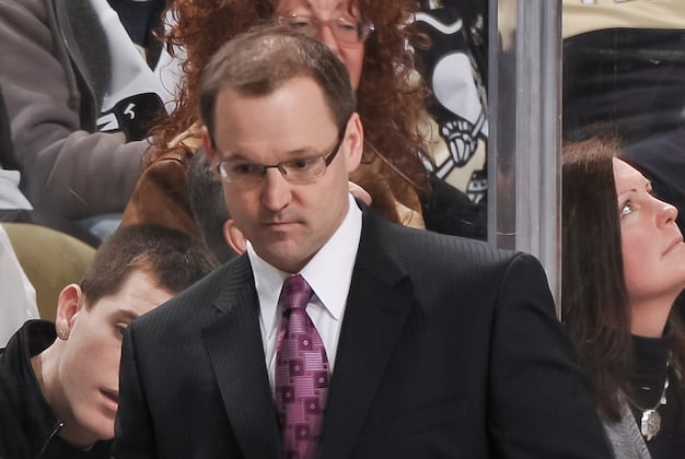 Penguins Coach Dan Bylsma Gets in Practice