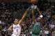 Nov 23, 2012; Boston, MA, USA; Boston Celtics shooting guard Jason Terry (4) shoots the ball against Oklahoma City Thunder shooting guard Thabo Sefolosha (2) during the second half at the TD Garden. The Celtics defeated the Thunder 108-100. Mandatory Credit: David Butler II-US PRESSWIRE