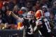 CLEVELAND, OH - NOVEMBER 25: Quarterback Brandon Weeden #3 of the Cleveland Browns throws to wide receiver Josh Gordon #13 against the Pittsburgh Steelers at Cleveland Browns Stadium on November 25, 2012 in Cleveland, Ohio. (Photo by Matt Sullivan/Getty Images)