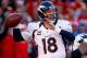KANSAS CITY, MO - NOVEMBER 25: Quarterback Peyton Manning #18 of the Denver Broncos passes during the game against the Kansas City Chiefs at Arrowhead Stadium on November 25, 2012 in Kansas City, Missouri. (Photo by Jamie Squire/Getty Images)