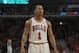 CHICAGO, IL - APRIL 28: Derrick Rose #1 of the Chicago Bulls waits for a free-throw against the Philadelphia 76ers in Game One of the Eastern Conference Quarterfinals during the 2012 NBA Playoffs at the United Center on April 28, 2012 in Chicago, Illinois. The Bulls defeated the 76ers 103-91. NOTE TO USER: User expressly acknowledges and agrees that, by downloading and or using this photograph, User is consenting to the terms and conditions of the Getty Images License Agreement. (Photo by Jonathan Daniel/Getty Images)
