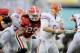 Oct 27, 2012; Jacksonville, FL, USA; Georgia Bulldogs linebacker Jarvis Jones (29) tackles Florida Gators quarterback Jeff Driskel (6) during the game against the Florida Gators at EverBank Field. The Bulldogs won 17-9. Mandatory Credit: Kevin Liles-US PRESSWIRE