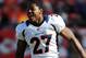 November 25, 2012; Kansas City, MO, USA; Denver Broncos running back Knowshon Moreno (27) warms up before the game against the Kansas City Chiefs at Arrowhead Stadium. Mandatory Credit: Denny Medley-US PRESSWIRE