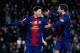 BARCELONA, SPAIN - DECEMBER 01: Lionel Messi of FC Barcelona celebrates with his teammate Jordi Alba after scoring his team's fifth goal during the La Liga match between FC Barcelona and Athletic Club at Camp Nou on December 1, 2012 in Barcelona, Spain. (Photo by David Ramos/Getty Images)