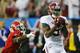 ATLANTA, GA - DECEMBER 01: Wide receiver Amari Cooper #9 of the Alabama Crimson Tide catches a fourth quarter touchdown pass in front of defensive back Damian Swann #5 of the Georgia Bulldogs during the SEC Championship Game at the Georgia Dome on December 1, 2012 in Atlanta, Georgia. (Photo by Mike Ehrmann/Getty Images)