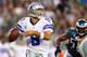 PHILADELPHIA, PA - NOVEMBER 11: Quarterback Tony Romo #9 of the Dallas Cowboys looks to pass against the Philadelphia Eagles during a game at Lincoln Financial Field on November 11, 2012 in Philadelphia, Pennsylvania. The Cowboys defeated the Eagles 38-23. (Photo by Rich Schultz /Getty Images)