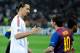 MILAN, ITALY - MARCH 28: Zlatan Ibrahimovic of AC Milan and Lionel Messi of Barcelona during the UEFA Champions League quarter final first leg match between AC Milan and Barcelona at Stadio Giuseppe Meazza on March 28, 2012 in Milan, Italy. (Photo by Claudio Villa/Getty Images)