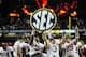 ATLANTA, GA - DECEMBER 01: Members of the Alabama Crimson Tide celebrate after defeating the Georgia Bulldogs 32-28 to win the SEC Championship Game at the Georgia Dome on December 1, 2012 in Atlanta, Georgia. (Photo by Kevin C. Cox/Getty Images)