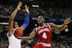 ATLANTA, GA - MARCH 23: Victor Oladipo #4 of the Indiana Hoosiers shoots against the defense of Terrence Jones #3 of the Kentucky Wildcats in the first half during the 2012 NCAA Men's Basketball South Regional Semifinal game at the Georgia Dome on March 23, 2012 in Atlanta, Georgia. (Photo by Kevin C. Cox/Getty Images)