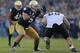 SOUTH BEND, IN - NOVEMBER 17: Manti T'eo #5 of the Notre Dame Fighting Irish moves around Whit Barnes #60 of the Wake Forest Demon Deacons at Notre Dame Stadium on November 17, 2012 in South Bend, Indiana. Notre Dame defeated Wake Forest 38-0. (Photo by Jonathan Daniel/Getty Images)