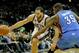 Jan 21, 2012; Newark, NJ, USA; New Jersey Nets point guard Deron Williams (8) drives to the basket against Oklahoma City Thunder small forward Kevin Durant (35) at the Prudential Center. Oklahoma City Thunder defeats the New Jersey Nets 84-74. Mandatory Credit: Jim O'Connor-USA TODAY Sports