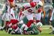 Mark Sanchez getting sacked by Sam Acho to end a Jets drive