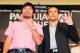 BEVERLY HILLS, CA - SEPTEMBER 17: (L-R) Manny Pacquiao and Juan Manuel Marquez stand onstage to face the media cameras during the Manny Pacquiao v Juan Manuel Marquez - Press Conference at Beverly Hills Hotel on September 17, 2012 in Beverly Hills, California. (Photo by Victor Decolongon/Getty Images)