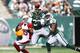 EAST RUTHERFORD, NJ - DECEMBER 02: LaRon Landry #30 of the New York Jets intercepts a pass thrown by Ryan Lindley #14 of the Arizona Cardinals during their game at at MetLife Stadium on December 2, 2012 in East Rutherford, New Jersey. (Photo by Al Bello/Getty Images)