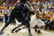 November 10, 2012; Tempe, AZ, USA; Arizona State Sun Devils guard Evan Gordon (10) dribbles through Central Arkansas Bears forward Jarvis Garner (1) and guard Daouda Berete (25) during the first half at Wells Fargo. Mandatory Credit: Rick Scuteri-USA TODAY Sports