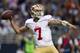 ST. LOUIS, MO - DECEMBER 02: Quarterback Colin Kaepernick #7 of the San Francisco 49ers throws a pass during the game against the St. Louis Rams at the Edward Jones Dome on December 02, 2012 in St. Louis, Missouri. The Rams beat the 49ers 16-13 in overtime. (Photo by David Welker/Getty Images)