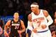 Nov 2, 2012; New York, NY, USA; New York Knicks small forward Carmelo Anthony (7) reacts to scoring during the first quarter against the Miami Heat at Madison Square Garden. Mandatory Credit: Anthony Gruppuso-USA TODAY Sports