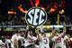 ATLANTA, GA - DECEMBER 01: Members of the Alabama Crimson Tide celebrate after defeating the Georgia Bulldogs 32-28 to win the SEC Championship Game at the Georgia Dome on December 1, 2012 in Atlanta, Georgia. (Photo by Kevin C. Cox/Getty Images)