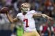 ST. LOUIS, MO - DECEMBER 02: Quarterback Colin Kaepernick #7 of the San Francisco 49ers throws a pass during the game against the St. Louis Rams at the Edward Jones Dome on December 02, 2012 in St. Louis, Missouri. The Rams beat the 49ers 16-13 in overtime. (Photo by David Welker/Getty Images)