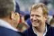 EAST RUTHERFORD, NJ - NOVEMBER 04: NFL Commissioner Roger Goodell greets first responders on the field before a game between the Pittsburgh Steelers and the New York Giants at MetLife Stadium on November 4, 2012 in East Rutherford, New Jersey. The game is the first professional sporting event to be held in New Jersey since Superstorm Sandy swept ashore with devastating force. (Photo by Jeff Zelevansky/Getty Images)