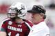 COLUMBIA, SC - OCTOBER 27: South Carolina Gamecocks head coach Steve Spurrier gets ready before the game against the Tennessee Volunteers at Williams-Brice Stadium on October 27, 2012 in Columbia, South Carolina. (Photo by Joe Robbins/Getty Images)