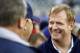 EAST RUTHERFORD, NJ - NOVEMBER 04: NFL Commissioner Roger Goodell greets first responders on the field before a game between the Pittsburgh Steelers and the New York Giants at MetLife Stadium on November 4, 2012 in East Rutherford, New Jersey. The game is the first professional sporting event to be held in New Jersey since Superstorm Sandy swept ashore with devastating force. (Photo by Jeff Zelevansky/Getty Images)