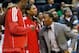 WASHINGTON, DC - NOVEMBER 28: John Wall #2 (R) of the Washington Wizards jokes with teammates Cartier Martin #20 (C) and Earl Barron #30 (L) during the closing seconds of the Wizards 84-82 win over the Portland Trail Blazers at Verizon Center on November 28, 2012 in Washington, DC. NOTE TO USER: User expressly acknowledges and agrees that, by downloading and or using this photograph, User is consenting to the terms and conditions of the Getty Images License Agreement. (Photo by Rob Carr/Getty Images)