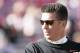 NORMAN, OK - NOVEMBER 24: Head Coach Mike Gundy of the Oklahoma State Cowboys looks on during warm ups before the game against the Oklahoma Sooners November 24, 2012 at Gaylord Family-Oklahoma Memorial Stadium in Norman, Oklahoma. Oklahoma defeated Oklahoma State 51-48 in overtime. (Photo by Brett Deering/Getty Images)