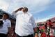 COLUMBUS, OH - SEPTEMBER 15: Head Coach Urban Meyer of the Ohio State Buckeyes salutes the students after Ohio State defeated the California Golden Bears 35-28 at Ohio Stadium on September 15, 2012 in Columbus, Ohio. (Photo by Jamie Sabau/Getty Images)
