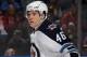 UNIONDALE, NY - APRIL 05: Spencer Machacek #46 of the Winnipeg Jets skates against the New York Islanders at the Nassau Veterans Memorial Coliseum on April 5, 2012 in Uniondale, New York. The Islanders defeated the Jets 5-4. (Photo by Bruce Bennett/Getty Images)
