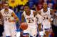 LAWRENCE, KS - NOVEMBER 15: Ben McLemore #23 of the Kansas Jayhawks moves the ball upcourt supported by Perry Ellis #34 and Travis Releford #24 during the game against the Chattanooga Mocs at Allen Fieldhouse on November 15, 2012 in Lawrence, Kansas. (Photo by Jamie Squire/Getty Images)