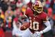 LANDOVER, MD - NOVEMBER 18: Quarterback Robert Griffin III #10 of the Washington Redskins looks to pass against the Philadelphia Eagles at FedEx Field on November 18, 2012 in Landover, Maryland. The Washington Redskins won, 31-6. (Photo by Patrick Smith/Getty Images)