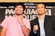 BEVERLY HILLS, CA - SEPTEMBER 17: (L-R) Manny Pacquiao and Juan Manuel Marquez stand onstage to face the media cameras during the Manny Pacquiao v Juan Manuel Marquez - Press Conference at Beverly Hills Hotel on September 17, 2012 in Beverly Hills, California. (Photo by Victor Decolongon/Getty Images)