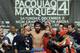 LAS VEGAS, NV - DECEMBER 07: Boxer Manny Pacquiao poses on the scale during the official weigh-in for his welterweight bout against Juan Manuel Marquez at the MGM Grand Garden Arena on December 7, 2012 in Las Vegas, Nevada. Pacquiao and Marquez will fight each other for the fourth time on December 8 in Las Vegas. (Photo by Jeff Bottari/Getty Images)