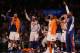 NEW YORK, NY - NOVEMBER 02: The New York Knicks bench celebrate a fourth quarter three pointer against the Miami Heat at Madison Square Garden on November 2, 2012 in New York City. NOTE TO USER: User expressly acknowledges and agrees that, by downloading and or using this photograph, user is consenting to the terms and conditions of the Getty Images License Agreement. (Photo by Nick Laham/Getty Images)
