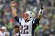 SEATTLE, WA - OCTOBER 14: Quarterback Tom Brady #12 of the New England Patriots celebrates after throwing a touchdown pass in the first half against the Seattle Seahawks at CenturyLink Field on againstOctober 14, 2012 in Seattle, Washington. (Photo by Otto Greule Jr/Getty Images)